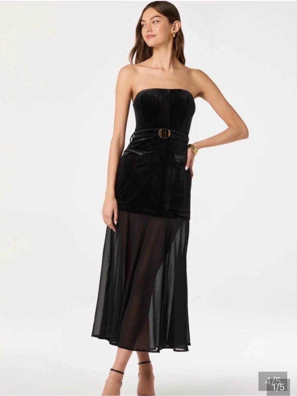 Astr Black Maxi Dress with Sheer Skirt
